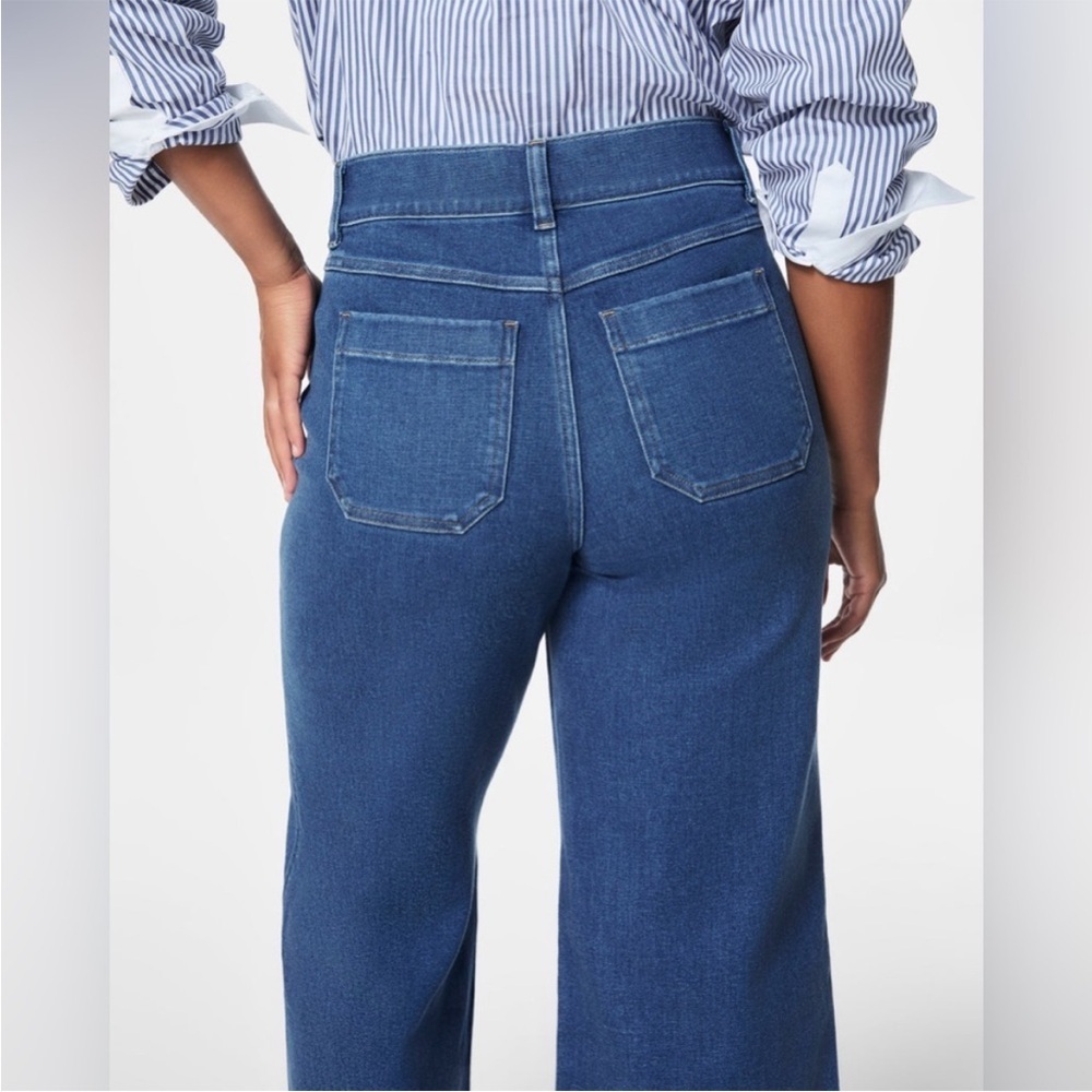 Spanx Cropped Wide Leg Jeans with Patch Pockets Sailor Pull On Size 1X - Picture 11 of 12